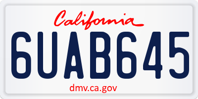 CA license plate 6UAB645