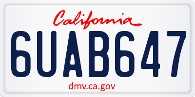 CA license plate 6UAB647