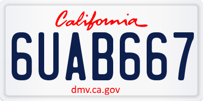 CA license plate 6UAB667