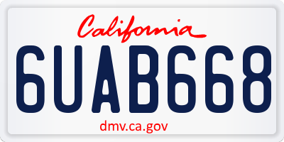 CA license plate 6UAB668