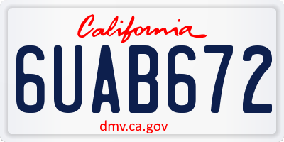 CA license plate 6UAB672