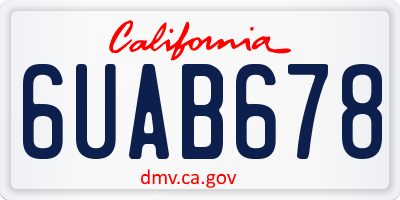 CA license plate 6UAB678