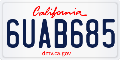 CA license plate 6UAB685
