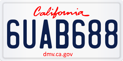 CA license plate 6UAB688