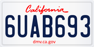 CA license plate 6UAB693