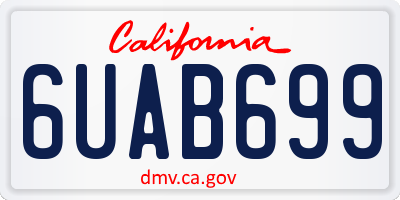 CA license plate 6UAB699