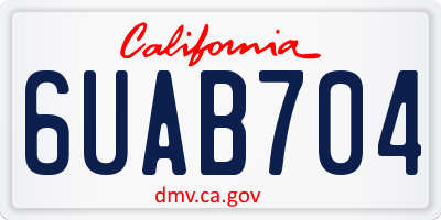 CA license plate 6UAB704