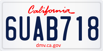CA license plate 6UAB718