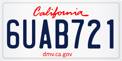 CA license plate 6UAB721