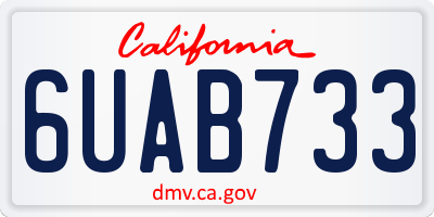 CA license plate 6UAB733