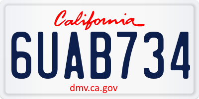 CA license plate 6UAB734