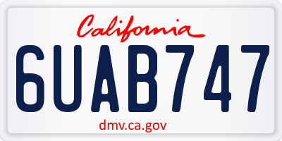CA license plate 6UAB747