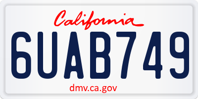 CA license plate 6UAB749