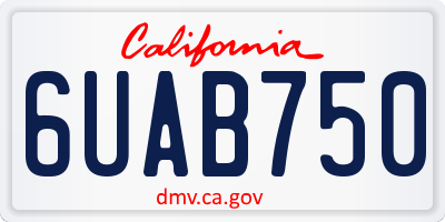 CA license plate 6UAB750