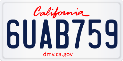 CA license plate 6UAB759