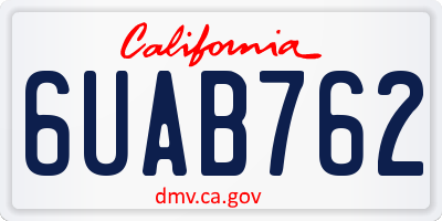 CA license plate 6UAB762