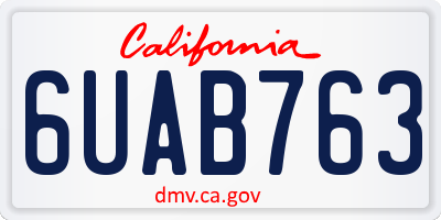 CA license plate 6UAB763