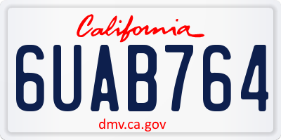 CA license plate 6UAB764
