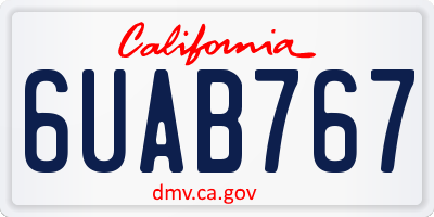 CA license plate 6UAB767