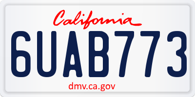 CA license plate 6UAB773