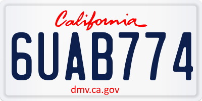 CA license plate 6UAB774
