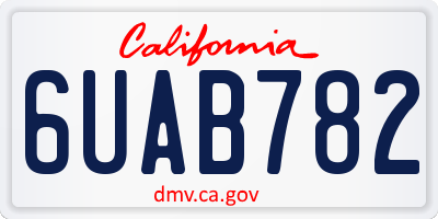 CA license plate 6UAB782