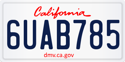 CA license plate 6UAB785