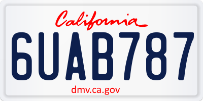 CA license plate 6UAB787