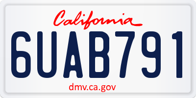 CA license plate 6UAB791