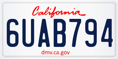 CA license plate 6UAB794