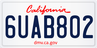 CA license plate 6UAB802