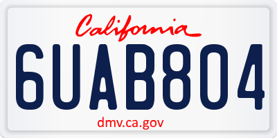 CA license plate 6UAB804