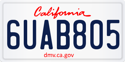 CA license plate 6UAB805