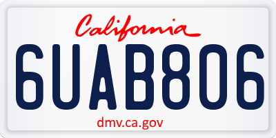 CA license plate 6UAB806