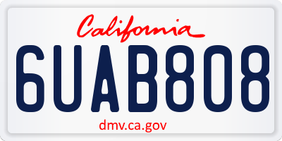 CA license plate 6UAB808