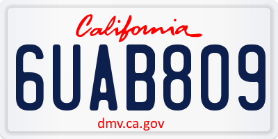 CA license plate 6UAB809