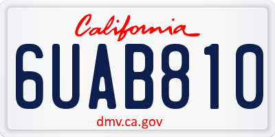 CA license plate 6UAB810