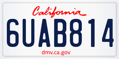 CA license plate 6UAB814