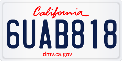 CA license plate 6UAB818