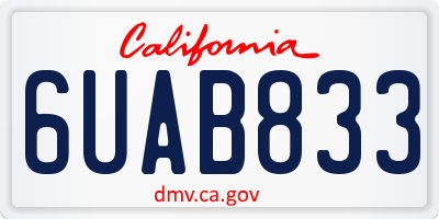 CA license plate 6UAB833