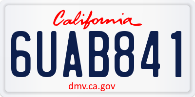 CA license plate 6UAB841