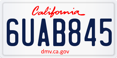 CA license plate 6UAB845