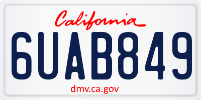 CA license plate 6UAB849