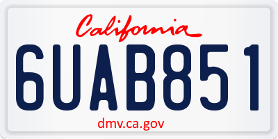 CA license plate 6UAB851