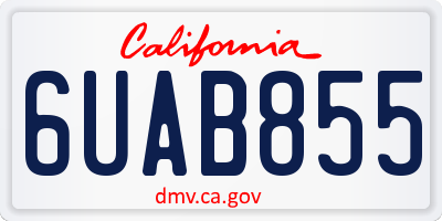 CA license plate 6UAB855