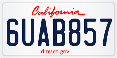 CA license plate 6UAB857
