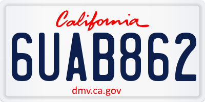 CA license plate 6UAB862