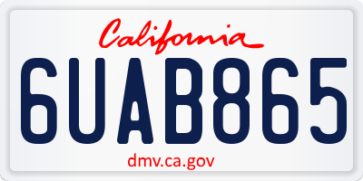 CA license plate 6UAB865