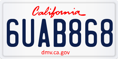 CA license plate 6UAB868