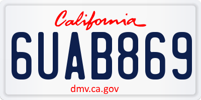 CA license plate 6UAB869